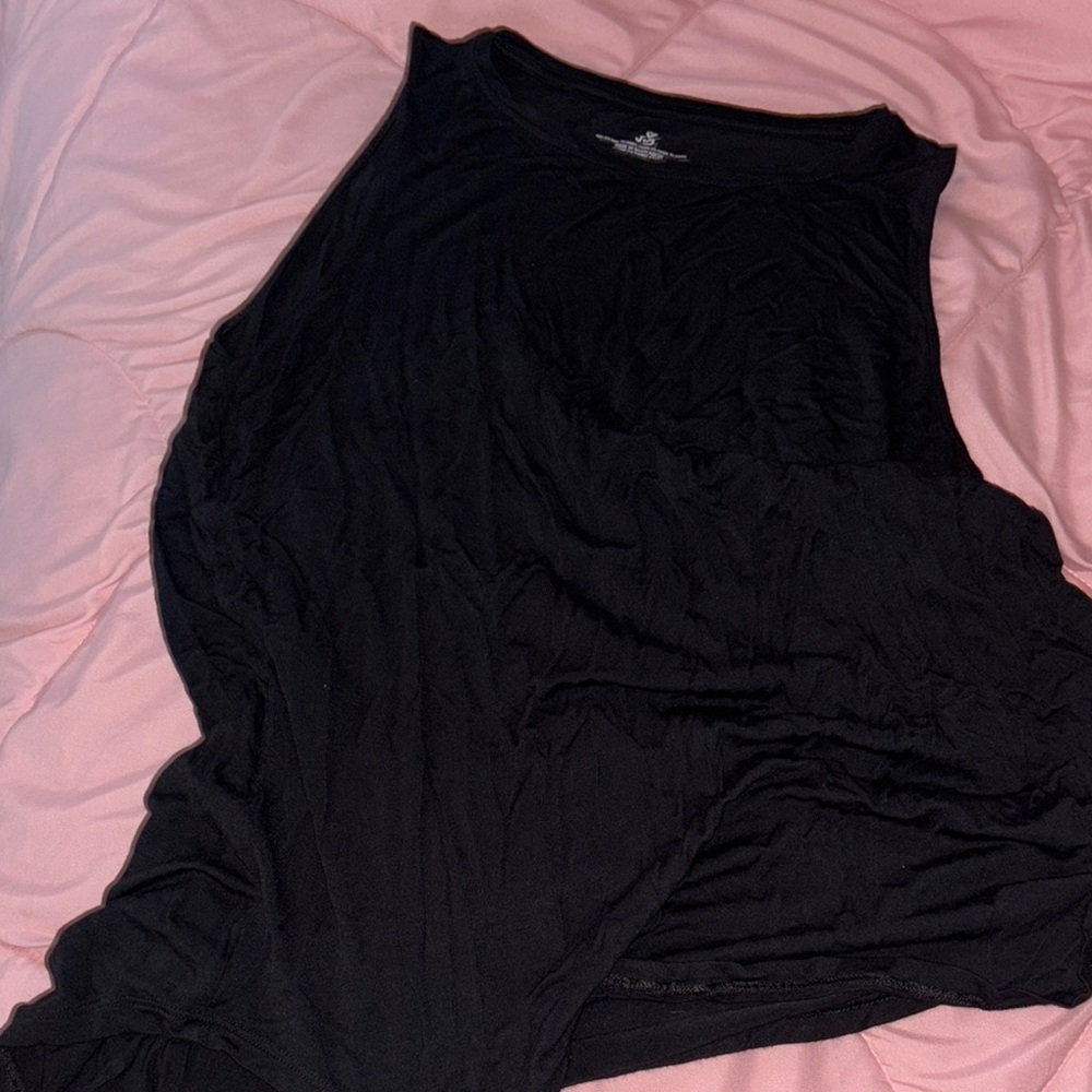 Black Asymmetrical Tank Top with Sleeveless Design